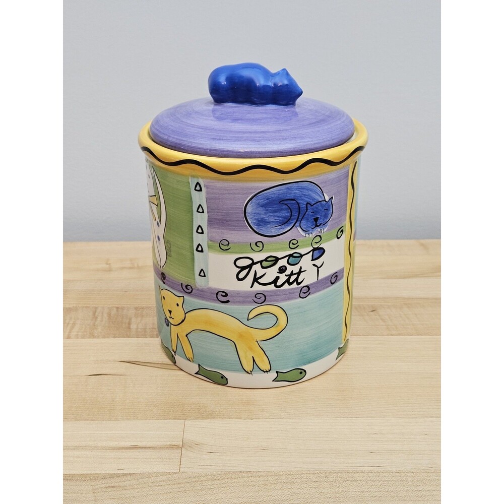Trish Richman At Home Cat Good Kitty Ceramic Treat Canister Jar Hand Painted - Picture 3 of 8
